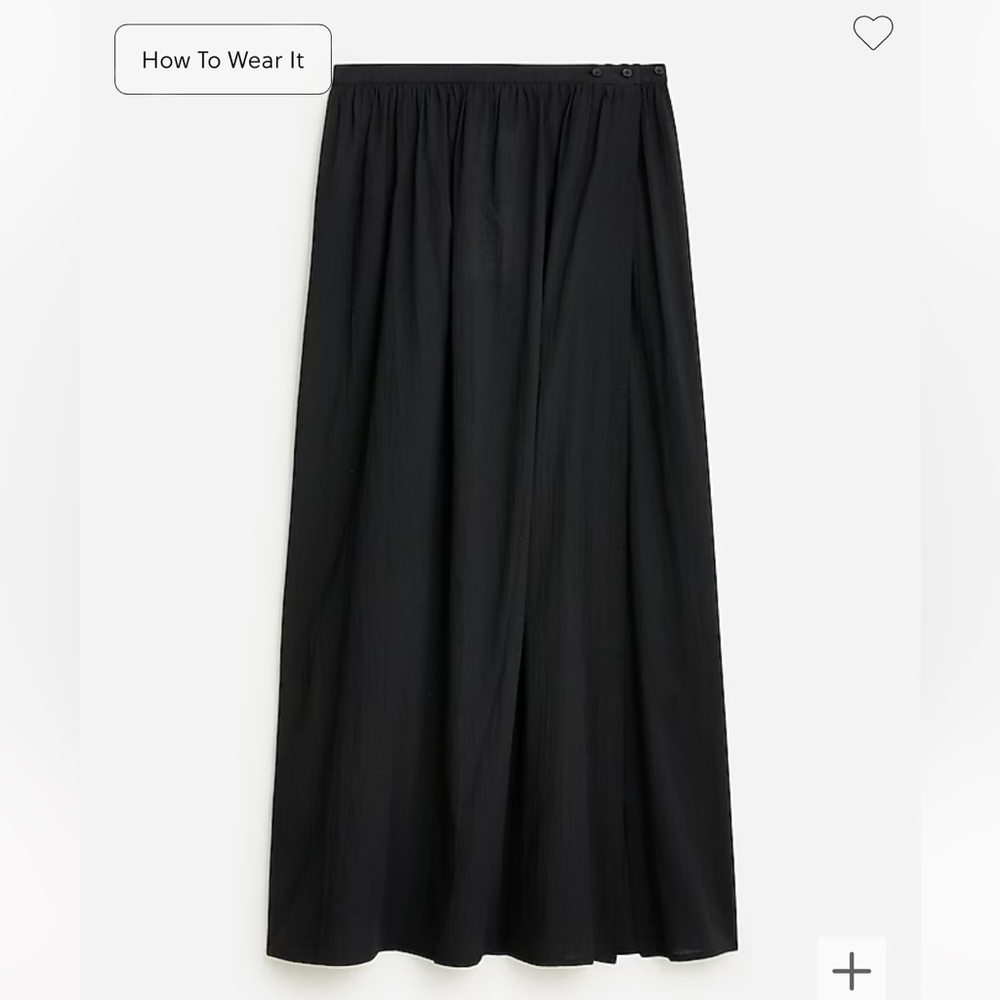 J. Crew Beach cotton midi skirt black in size Women's Large